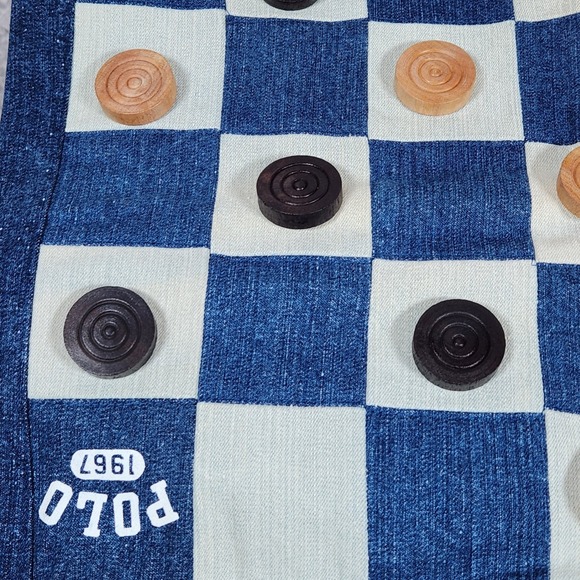 RARE New Polo Ralph Lauren Home Denim Travel Checkers Game Set w/ Carry Bag 1967 - Picture 5 of 9